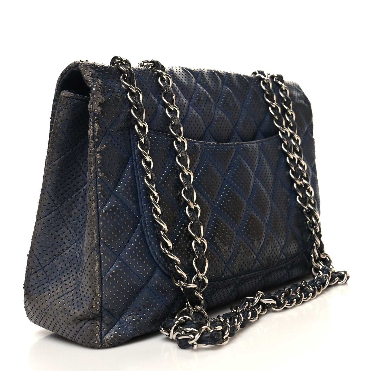 Lambskin Perforated Jumbo Single Flap Blue