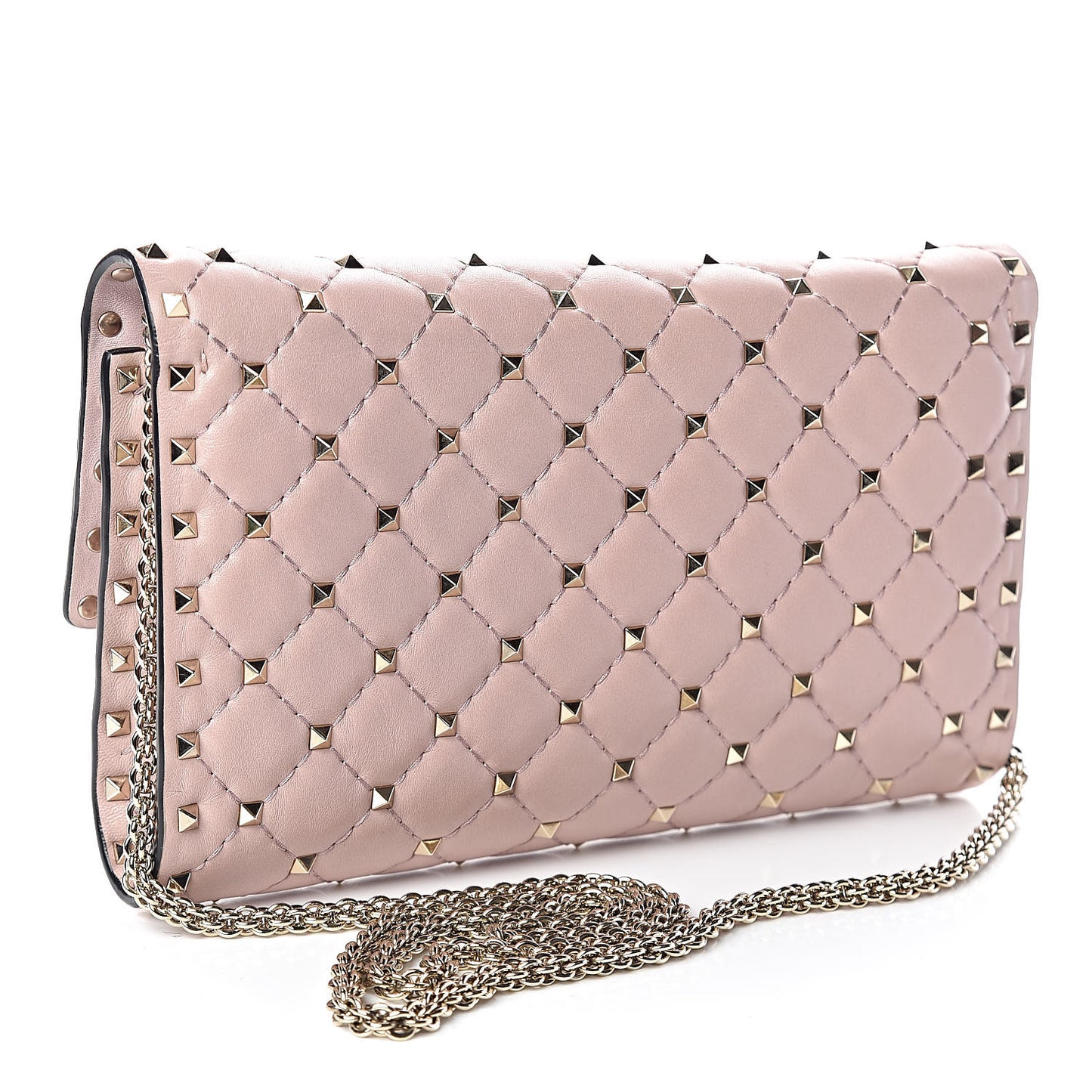 Nappa Rockstud Spike Wallet on Chain Water Rose