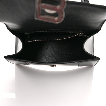 Balenciaga Shiny Box Calfskin Graffiti Logo Small Hourglass Top Handle Bag Black Pink 4 of 9