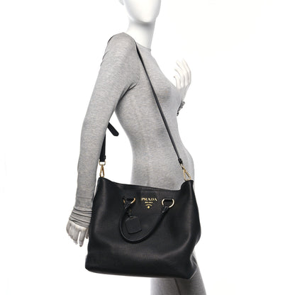 Prada Vitello Daino Shopping Tote Black 3 of 12