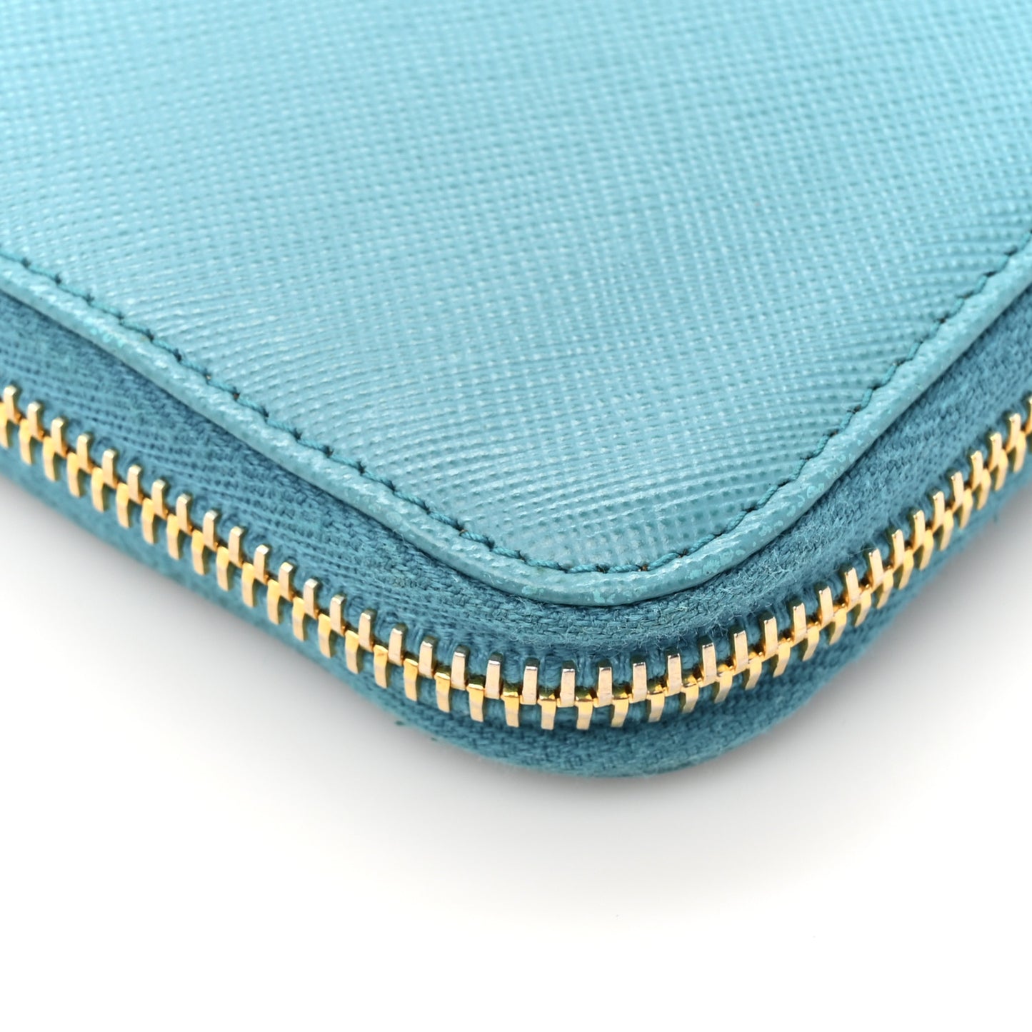 Saffiano Metal Zip Around Wallet Turchese Talco