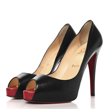 Christian Louboutin Kid Very Prive 120 Pumps 38 Black Red 4 of 10