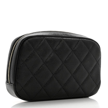Chanel Caviar Quilted Small Curvy Pouch Cosmetic Case Black 3 of 7