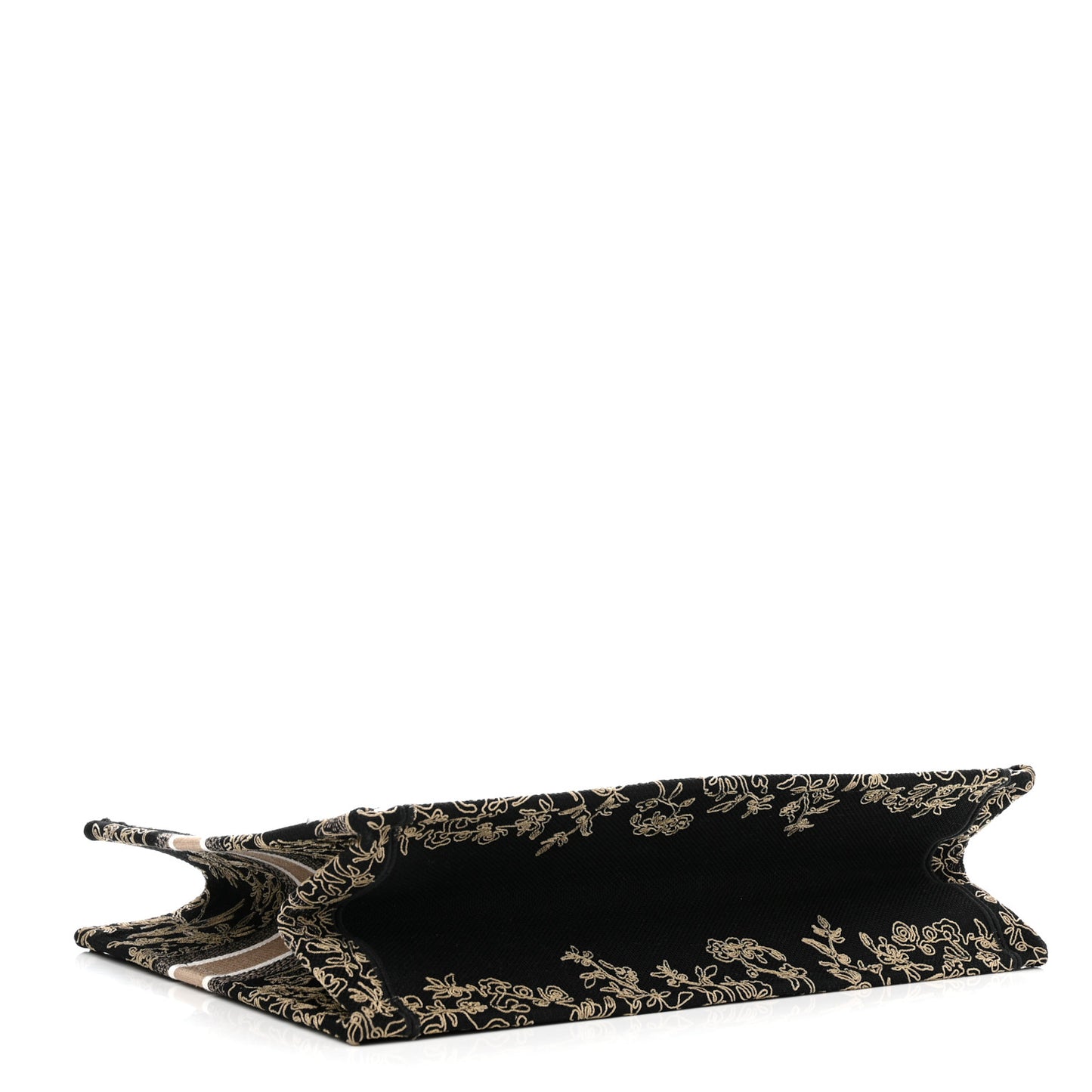Canvas Embroidered Large Ornamental Cornely Book Tote Black Beige