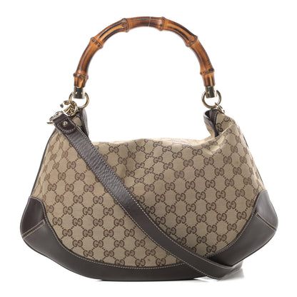 Gucci Monogram Medium Peggy Bamboo Top Handle Bag Dark Brown 1 of 12