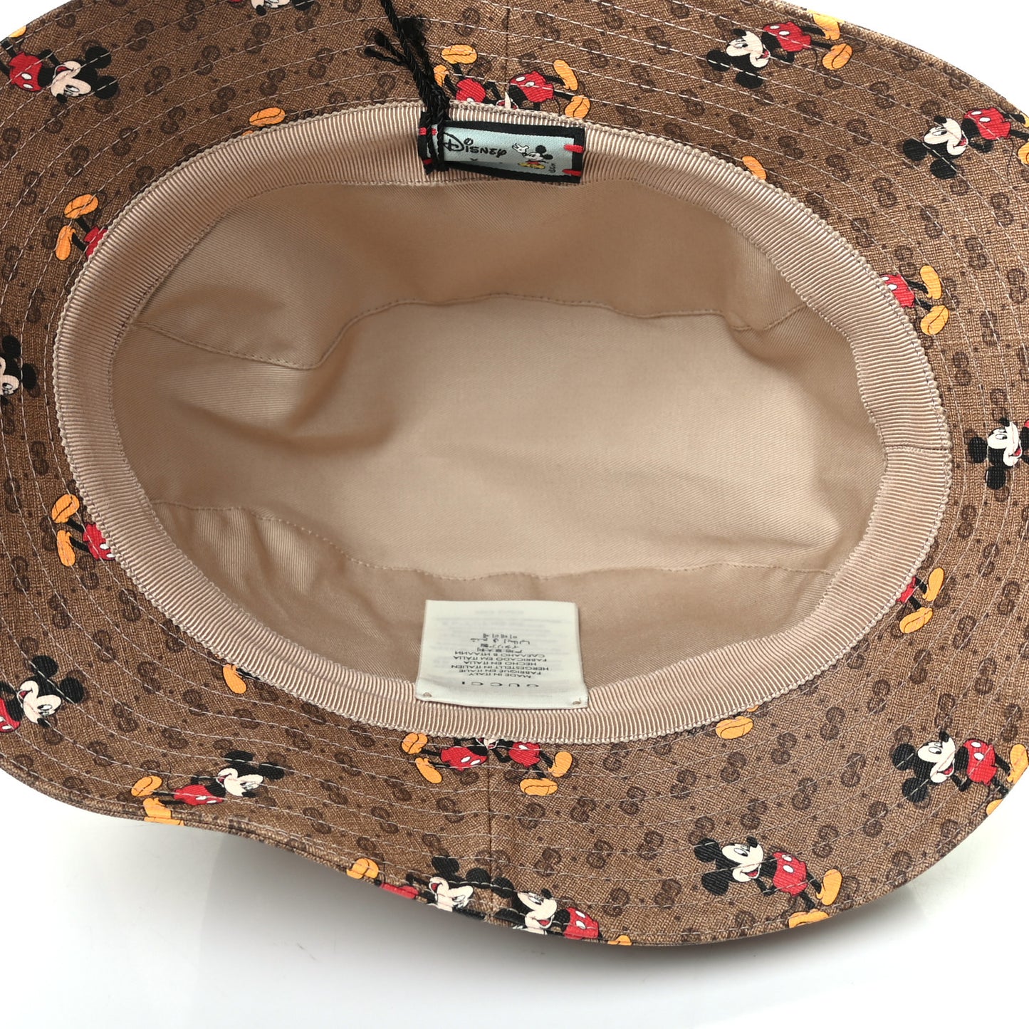 X DISNEY Mini Vintage GG Supreme Monogram Mickey Mouse Trent Bucket Hat M Beige Ebony Yellow