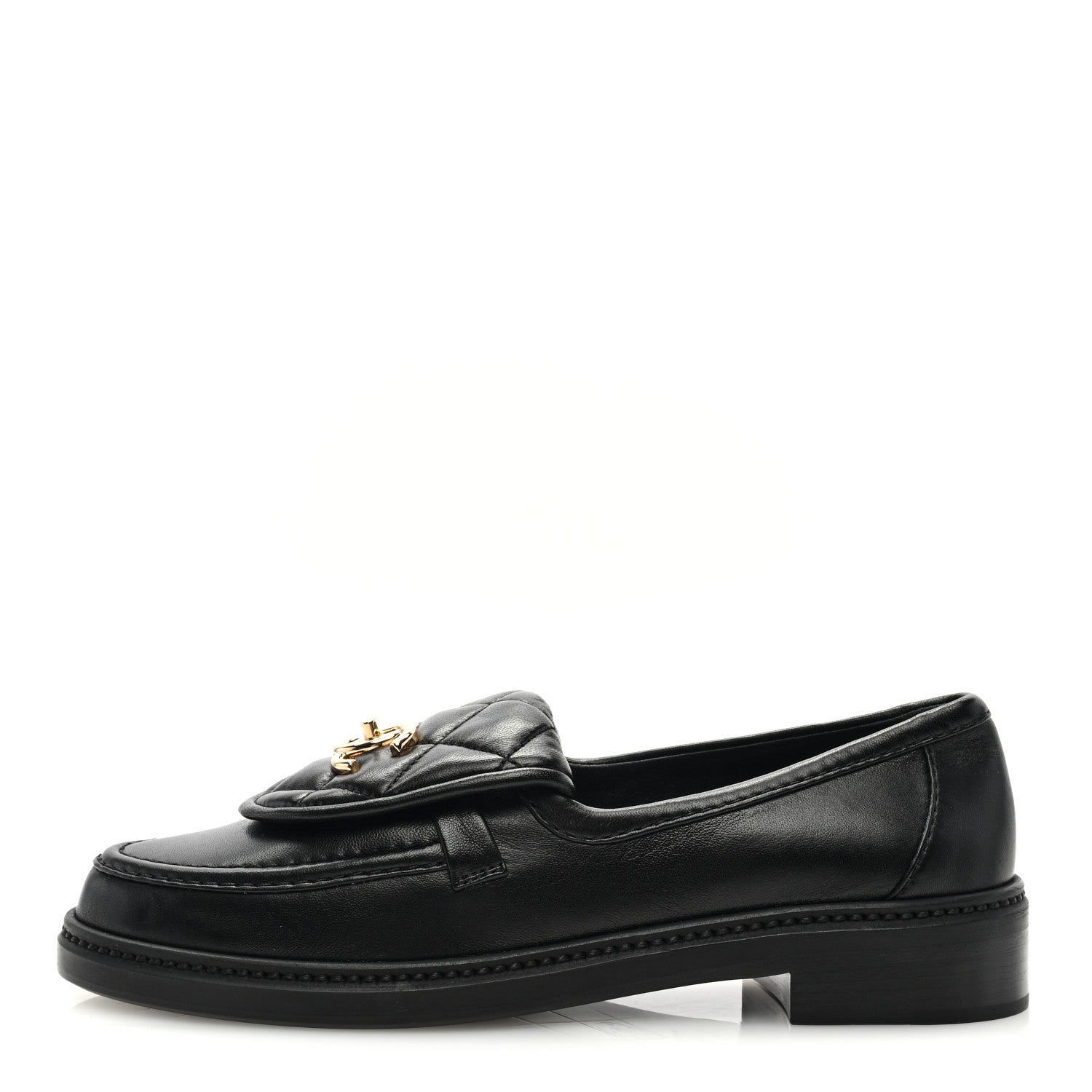 Chanel Lambskin Quilted CC Turnlock Loafers 38.5 Black 1 of 8