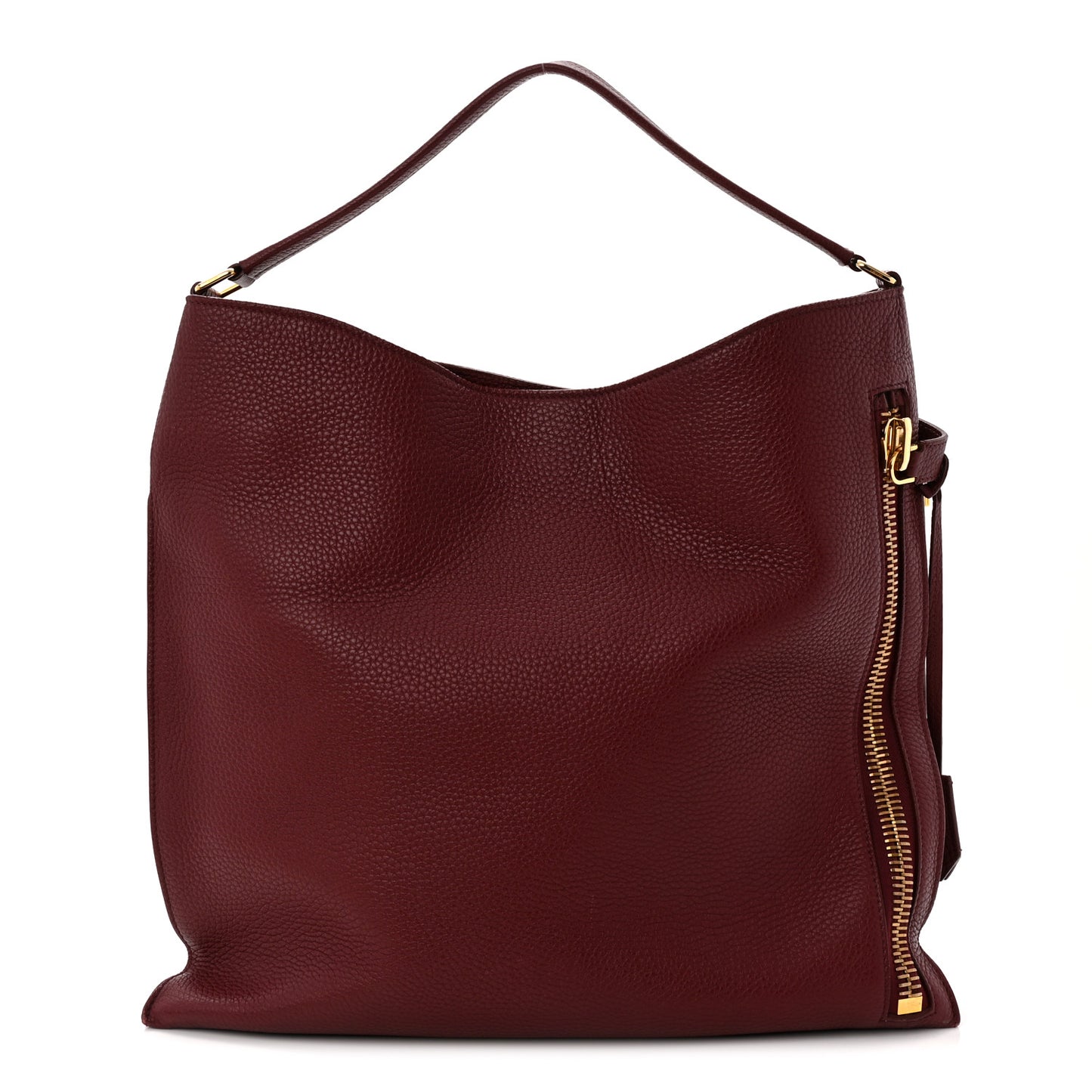 Pebbled Calfskin Large Alix Padlock Zip Hobo Bag Cabernet