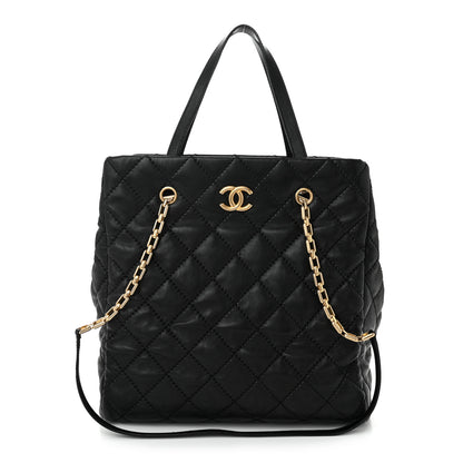 Chanel Calfskin Quilted Large Retro Chain Tote Black 1 of 12