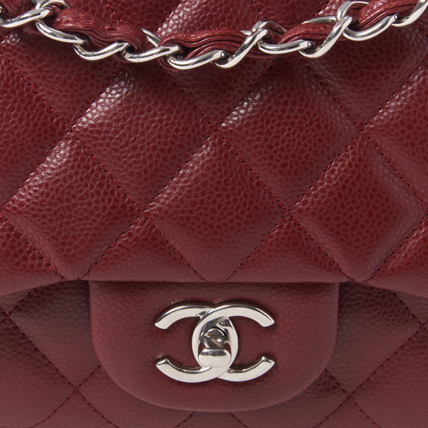 Chanel Caviar Quilted Jumbo Double Flap Dark Red 8 of 10