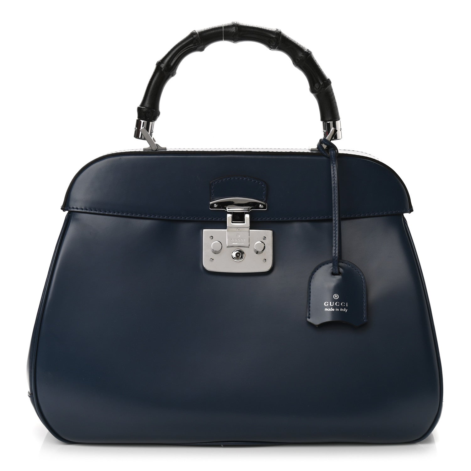 Gucci Regent Calfskin Bamboo Large Lady Lock Top Handle Bag Caspian 1 of 12