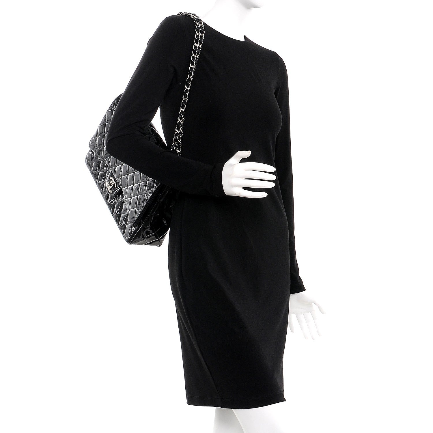 Chanel Patent Quilted Maxi Double Flap Black 3 of 10
