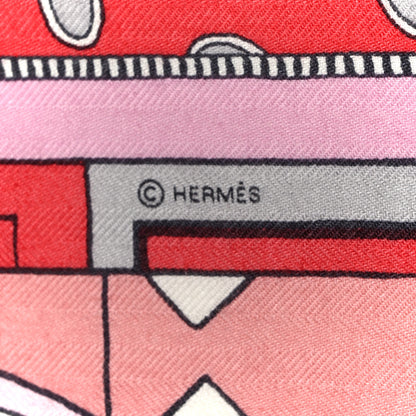 Hermes Cashmere Silk La Danse Des Amazones Shawl 140 Vieux Rose Gris White 5 of 5