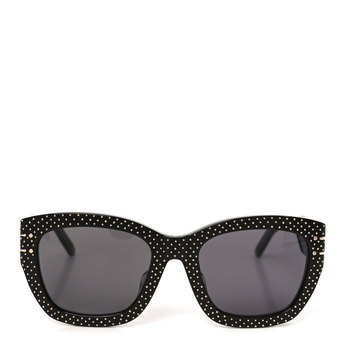 Acetate Studded Diorsignature S16F Square Sunglasses Black Gold