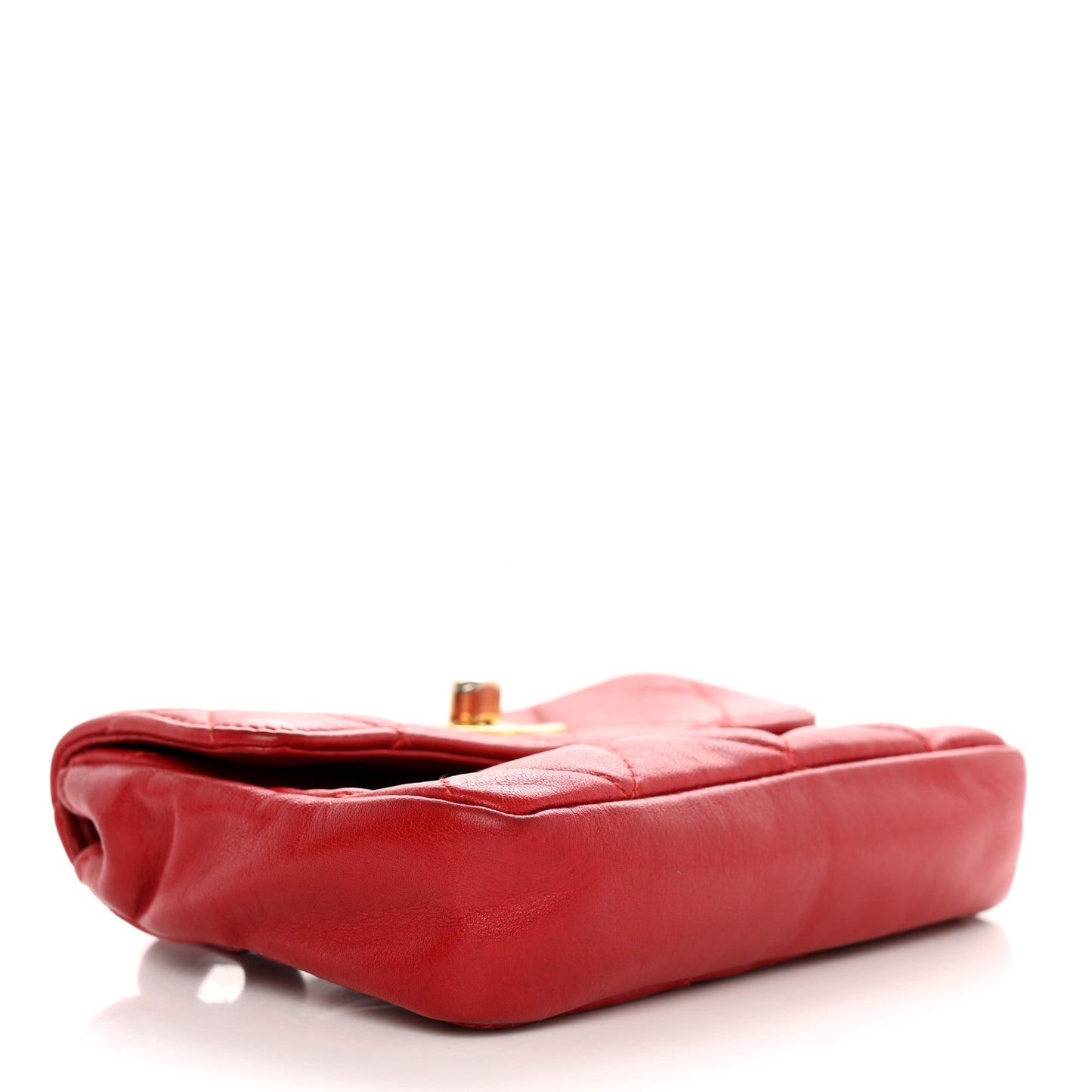 Calfskin Quilted Flap Waist Belt Bag Red