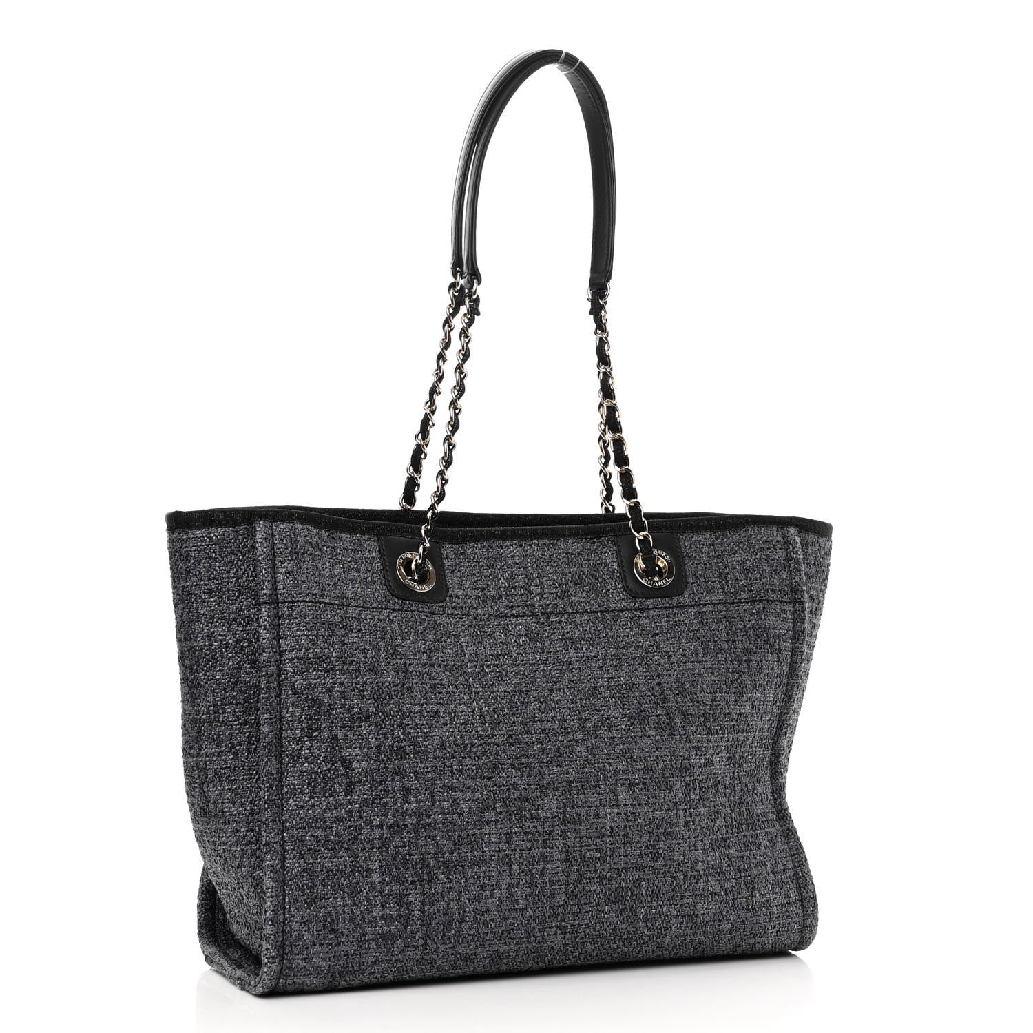 Chanel Woven Straw Raffia Small Deauville Tote Charcoal 3 of 10