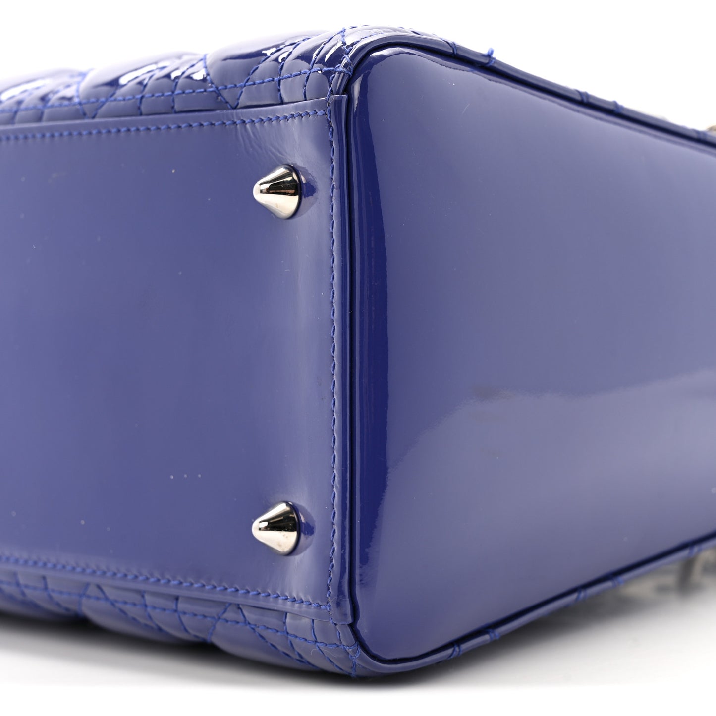 Patent Cannage Medium Lady Dior Blue