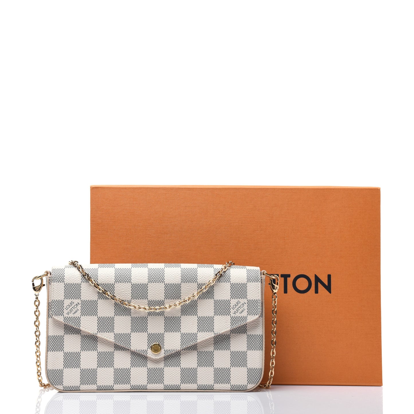 Damier Azur Pochette Felicie Chain Wallet Rose Ballerine