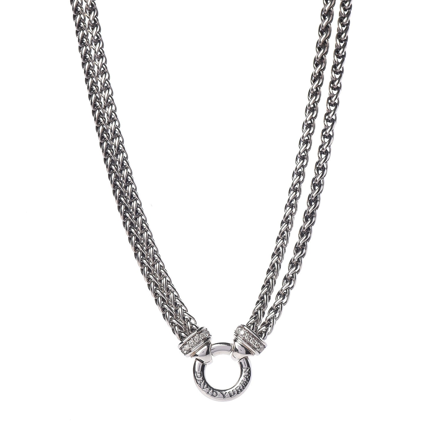 Sterling Silver Diamond 18mm Double Wheat Chain Necklace