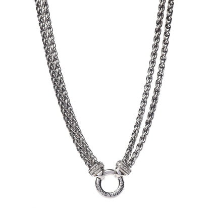 David Yurman Sterling Silver Diamond 18mm Double Wheat Chain Necklace 1 of 5