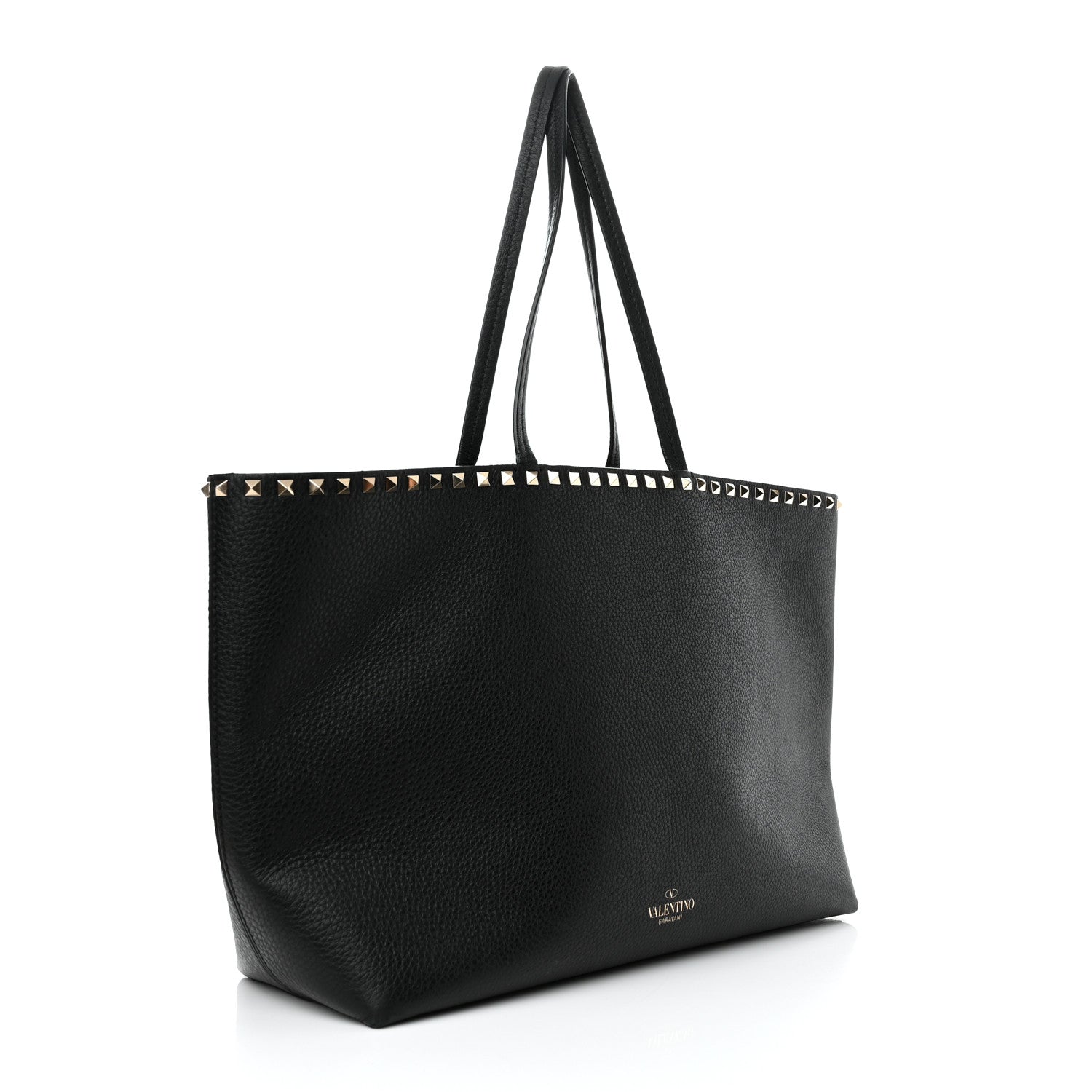 Valentino Garavani Grained Calfskin Rockstud Shoulder Tote Black 3 of 12