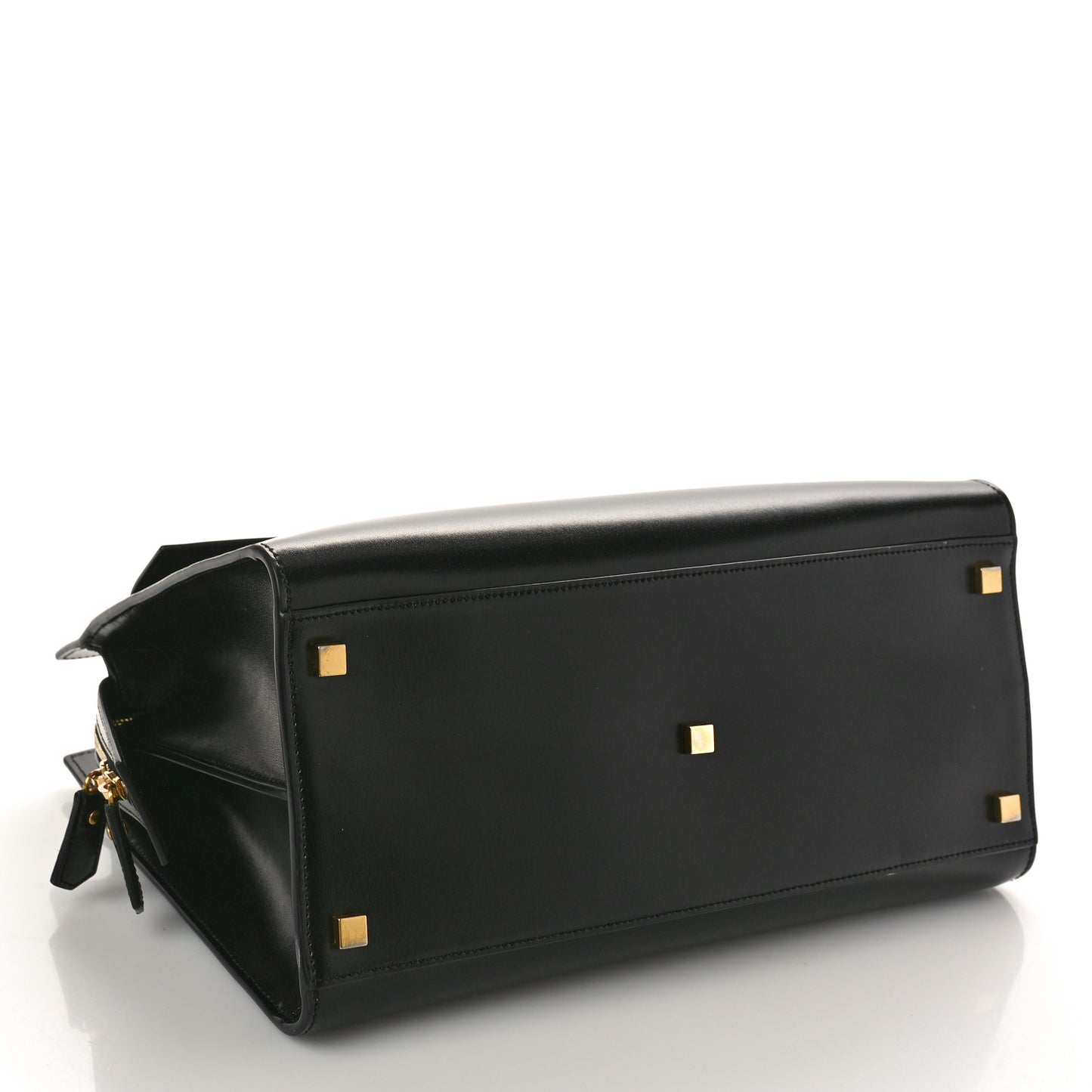 Shiny Calfskin Medium Uptown Tote Black