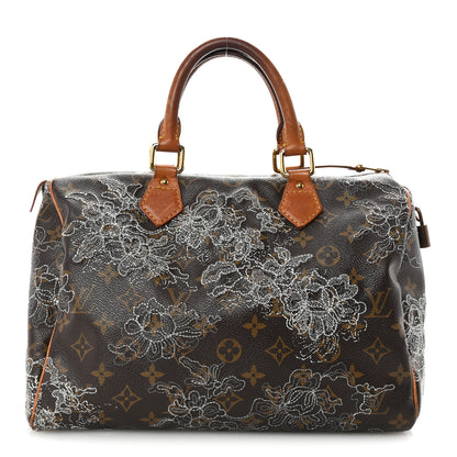 Louis Vuitton Monogram Dentelle Speedy 30 Silver 1 of 9