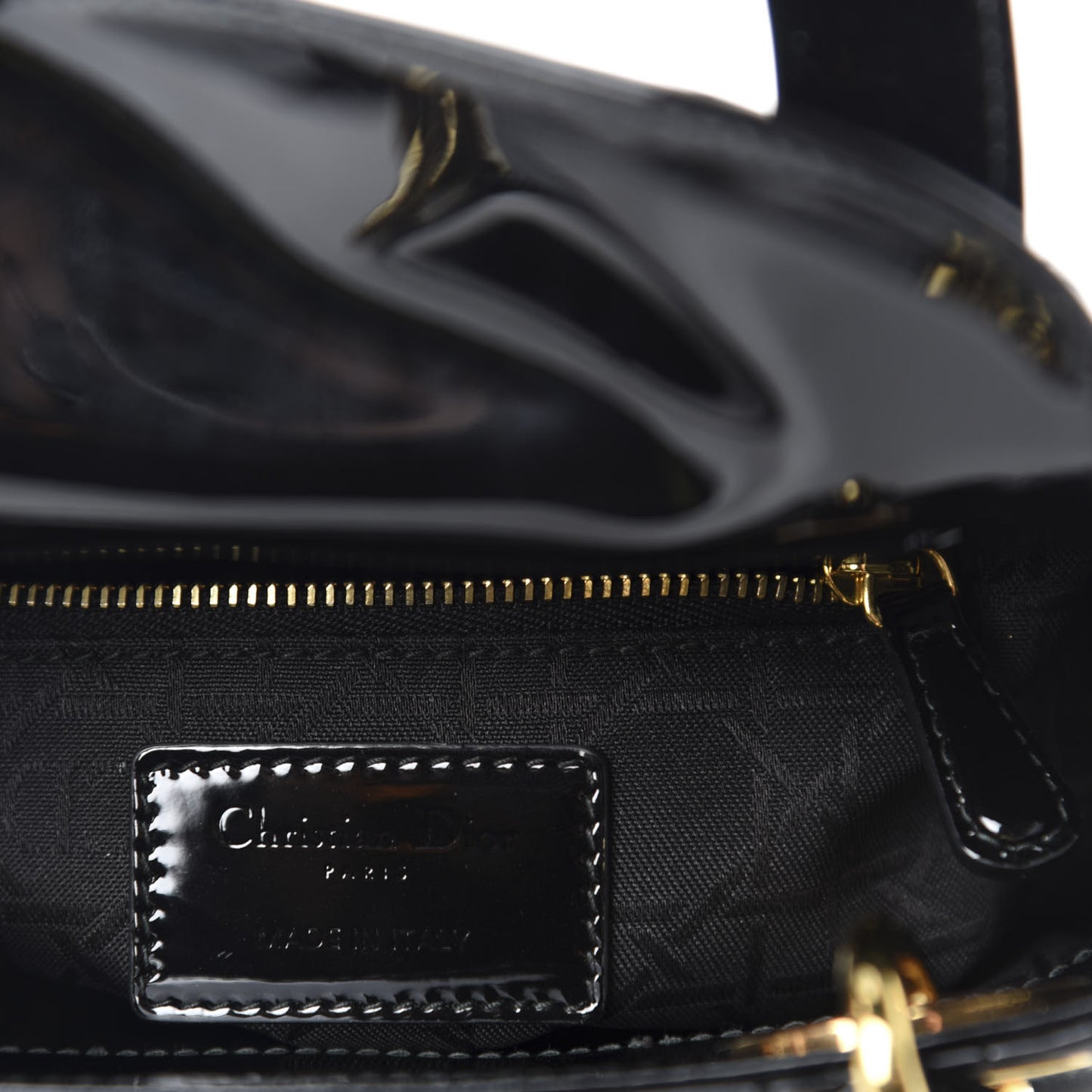Patent Cannage Mini Lady Dior Black