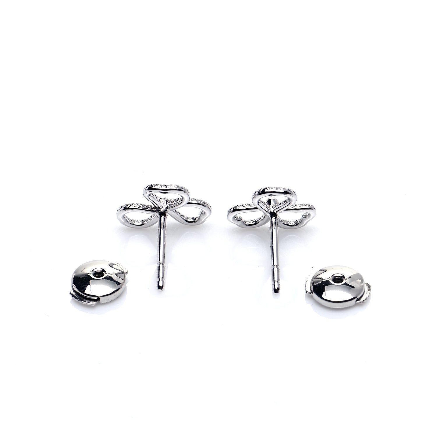 Platinum Diamond Paper Flowers Open Flower Earrings