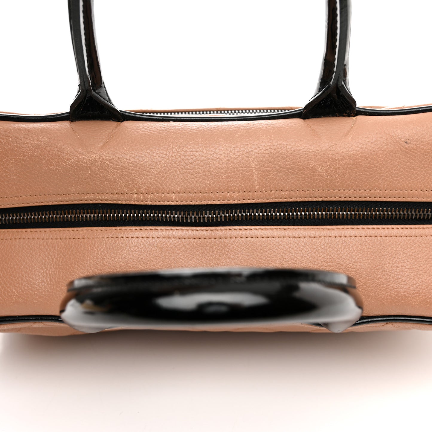 Calfskin Quilted Large Bowler Beige Black