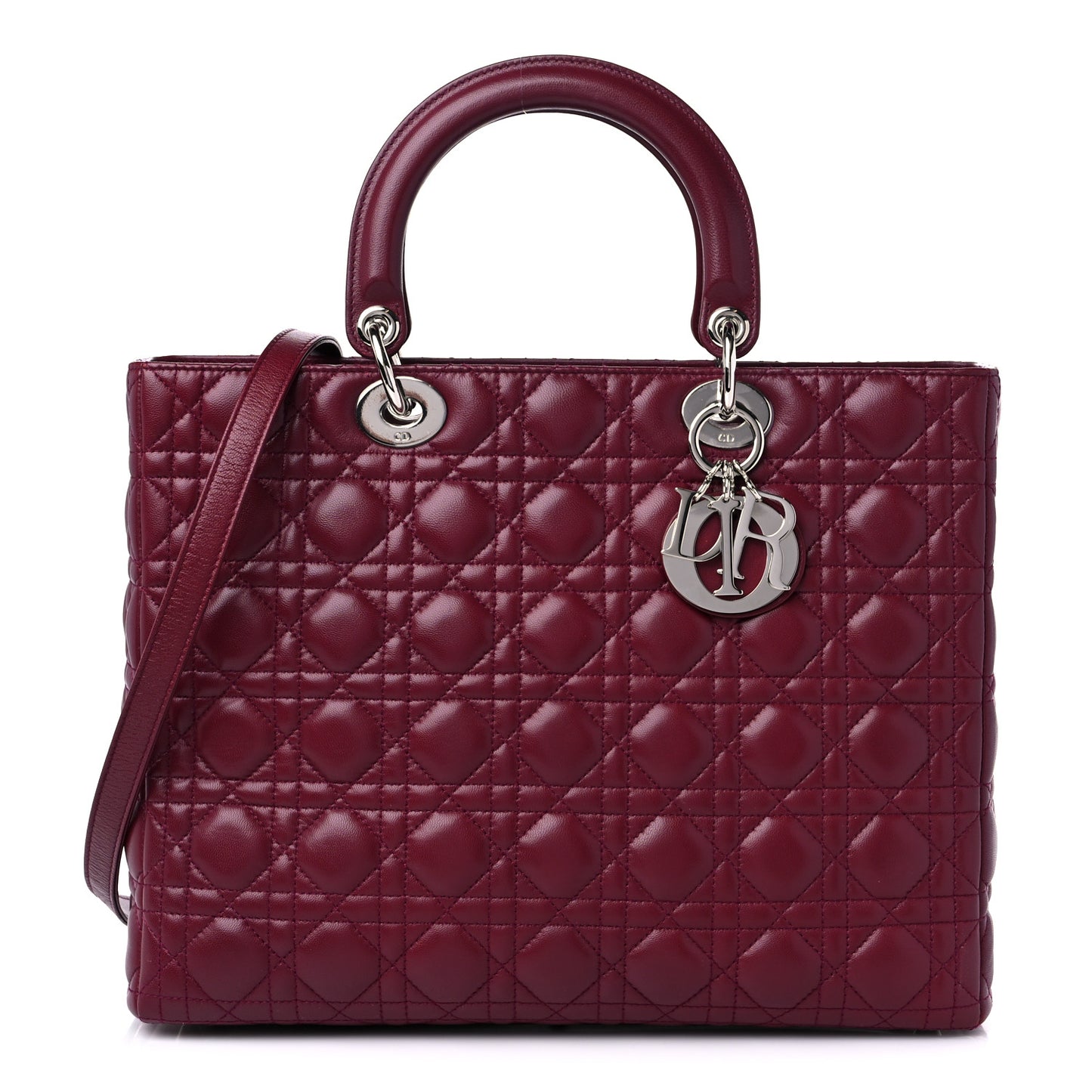 Lambskin Cannage Large Lady Dior Burgundy