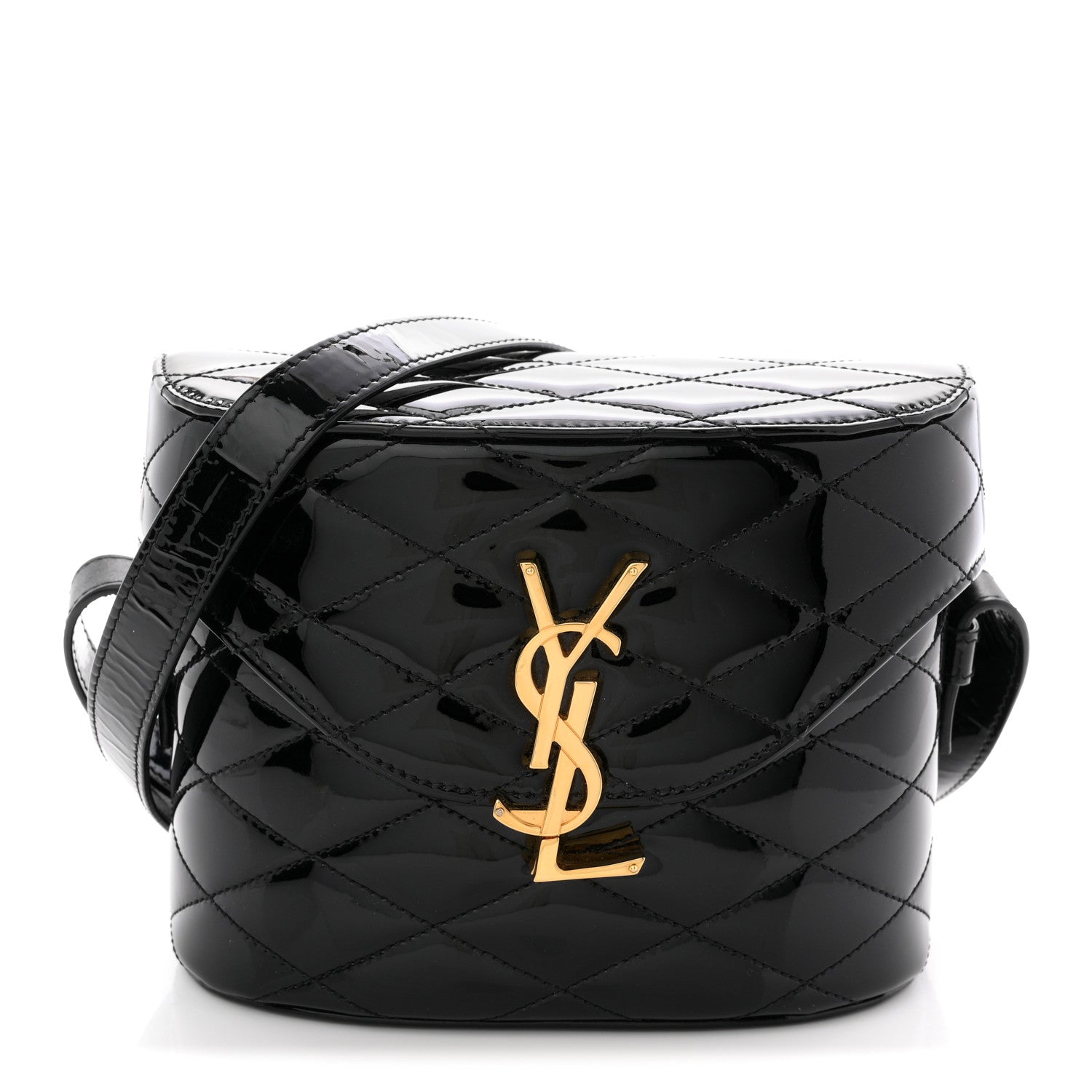 Saint Laurent Patent Matelasse Monogram June Box Bag Black 1 of 12