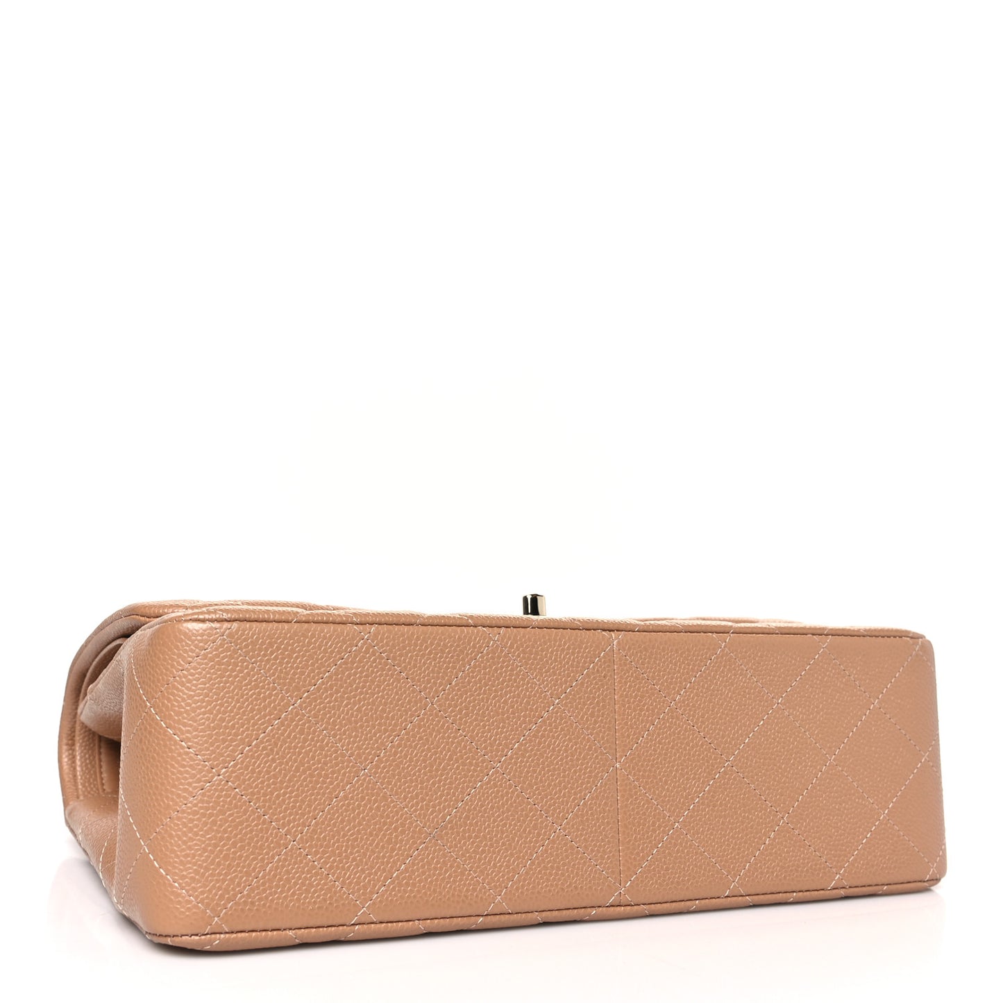 Caviar Quilted Jumbo Double Flap Beige