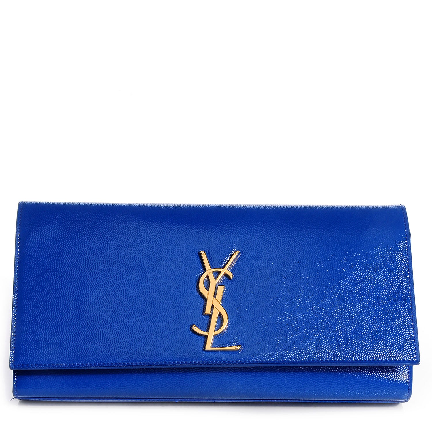Saint Laurent Textured Patent Calfskin Classic Monogramme Clutch Royal Blue 1 of 8
