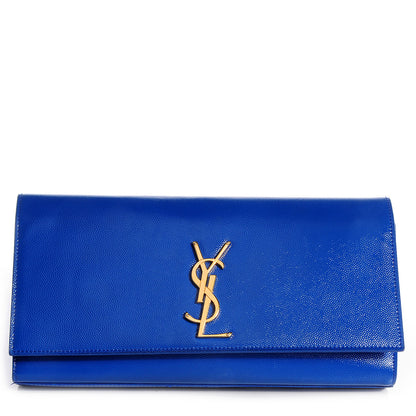Saint Laurent Textured Patent Calfskin Classic Monogramme Clutch Royal Blue 1 of 8