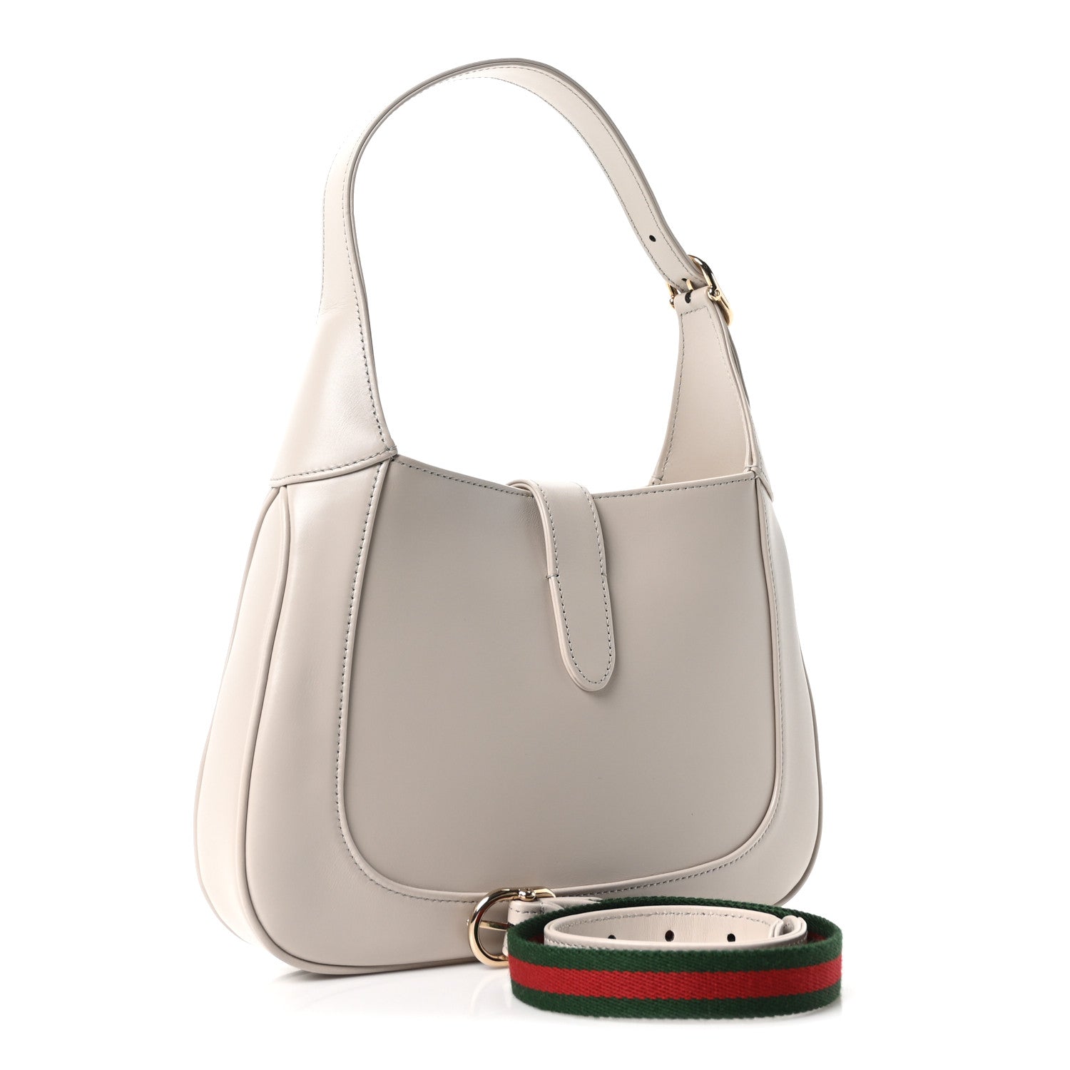 Gucci Ancora Calfskin Web Small Jackie Shoulder Bag Light Grey 3 of 10