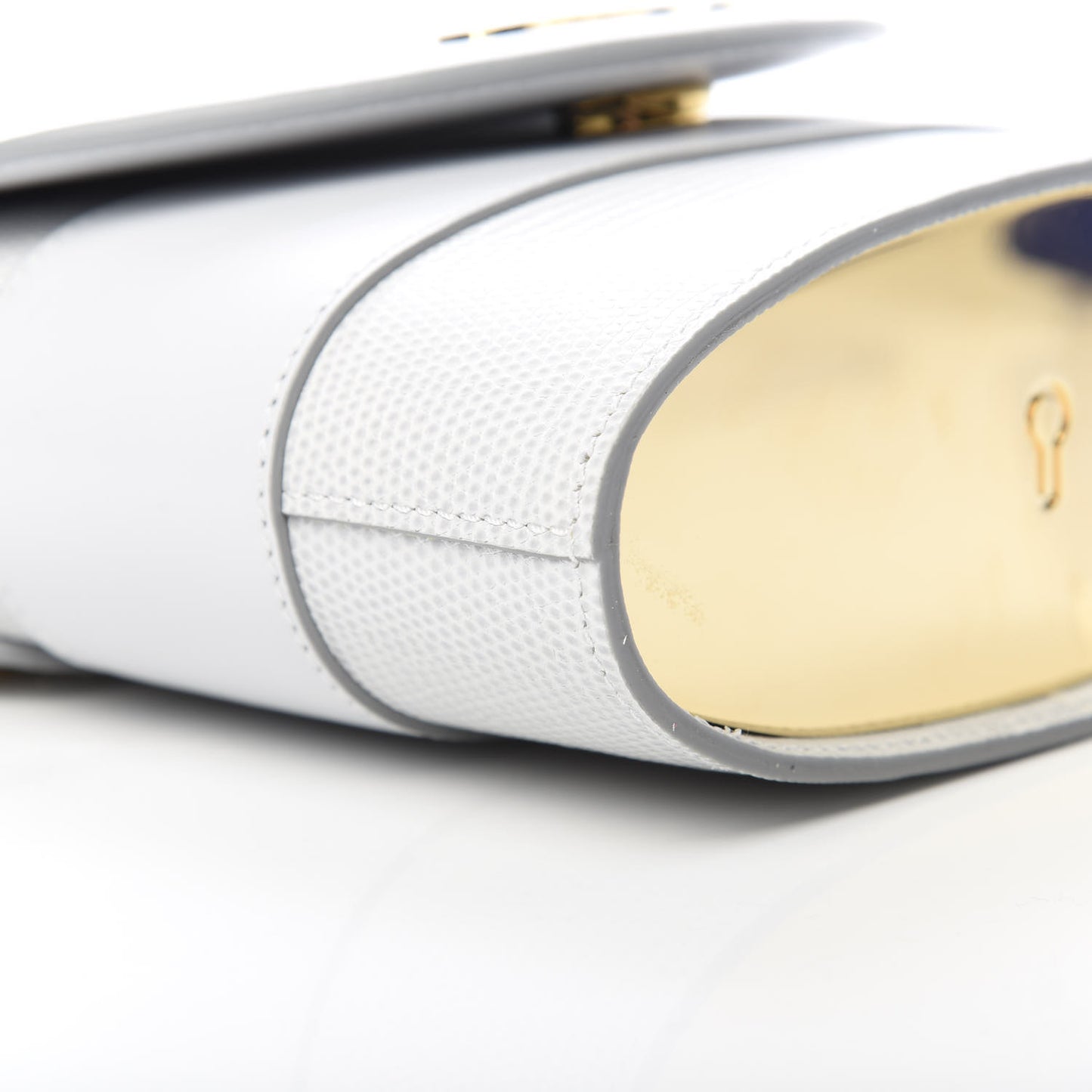 Calfskin Lizard Embossed Small Aby Lock Light Cloud