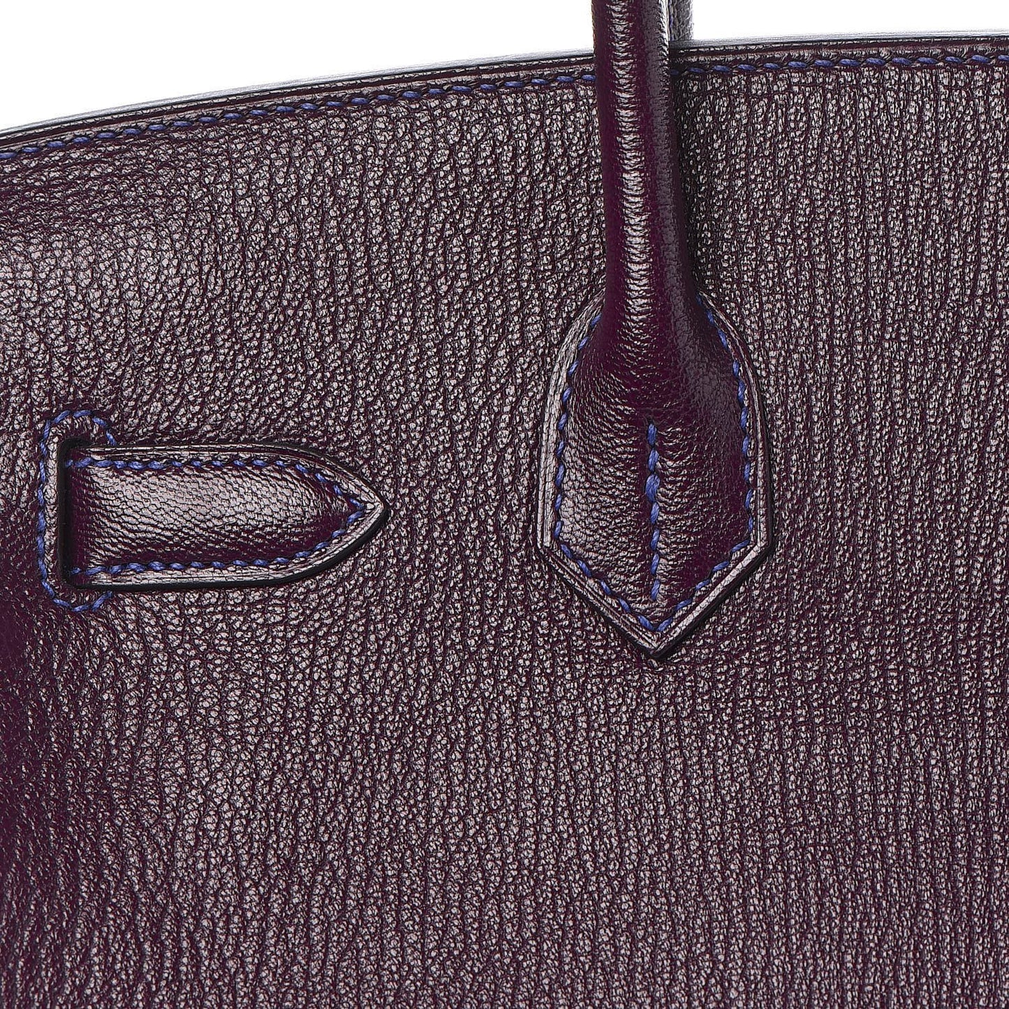 Chevre Mysore Bi-Color Horseshoe Birkin 30 Raisin Bleu Electrique
