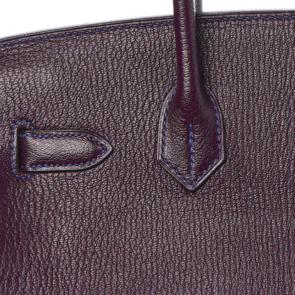 Hermes Chevre Mysore Bi-Color Horseshoe Birkin 30 Raisin Bleu Electrique 33 of 36