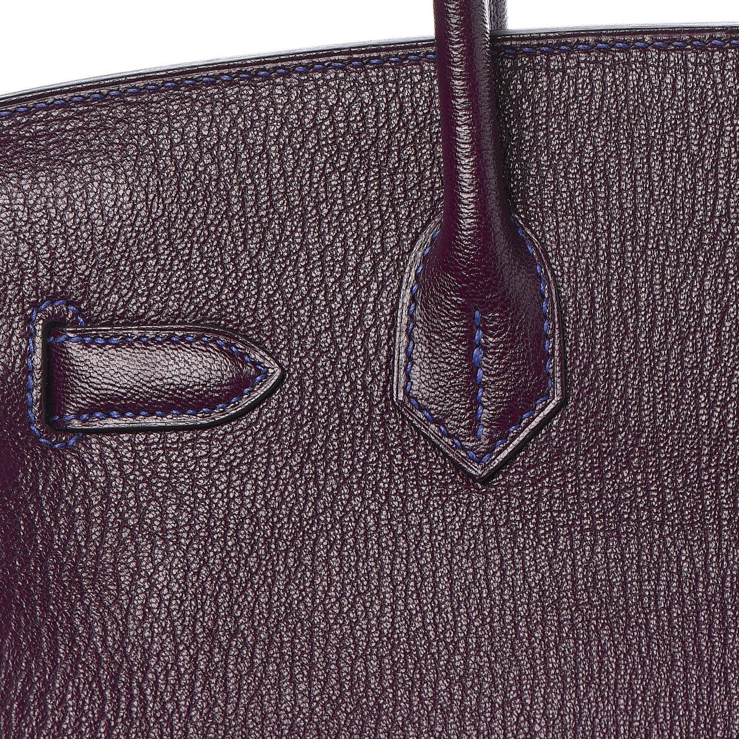 Hermes Chevre Mysore Bi-Color Horseshoe Birkin 30 Raisin Bleu Electrique 33 of 37