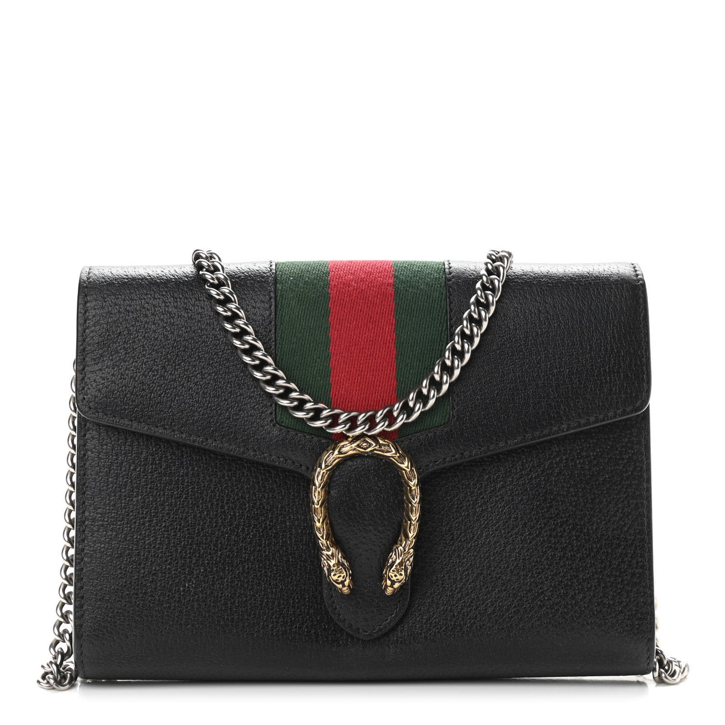 Calfskin Web Mini Dionysus Chain Wallet Black
