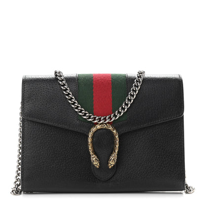 Gucci Calfskin Web Mini Dionysus Chain Wallet Black 1 of 10