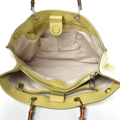 Gucci Calfskin Large Bamboo Shopper Tote Citrus 5 of 15
