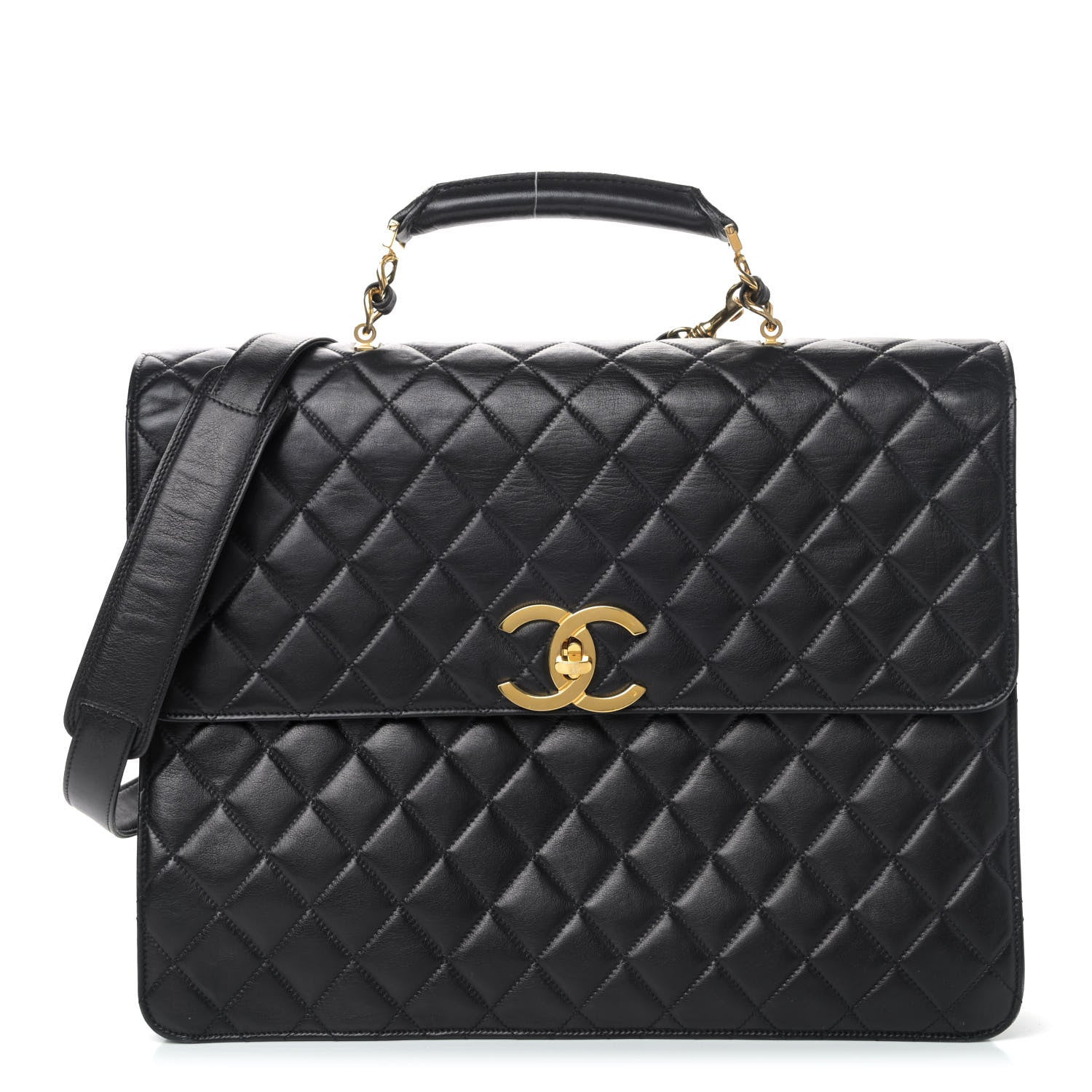 Chanel Lambskin Quilted Briefcase Bag Black 1 of 4