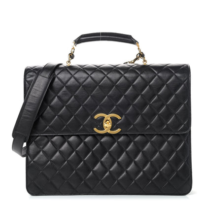 Chanel Lambskin Quilted Briefcase Bag Black 1 of 4
