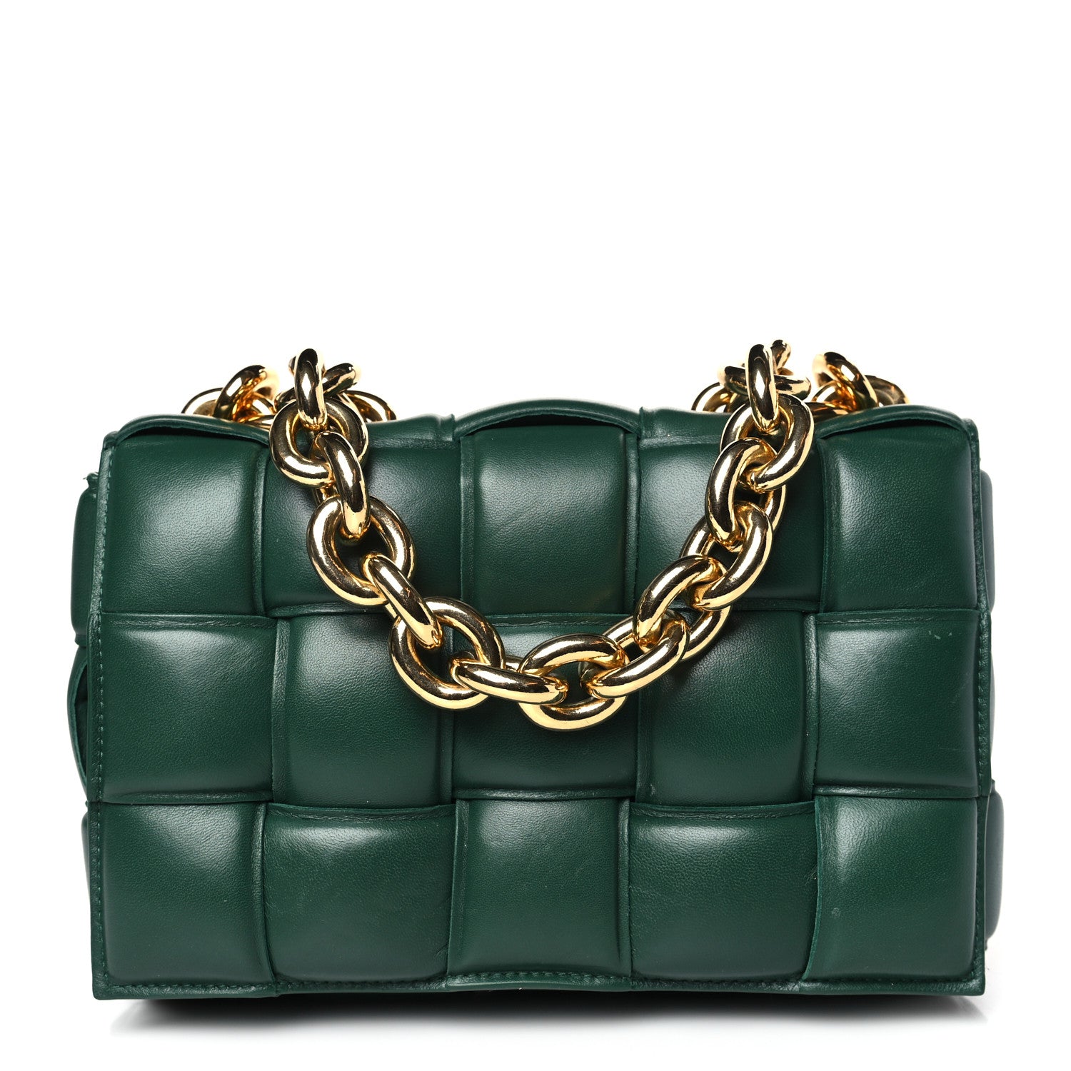 Bottega Veneta Lambskin Maxi Intreccio Padded Chain Cassette Crossbody Bag Raintree 1 of 9