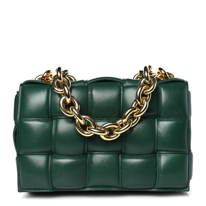 Bottega Veneta Lambskin Maxi Intreccio Padded Chain Cassette Crossbody Bag Raintree 1 of 9
