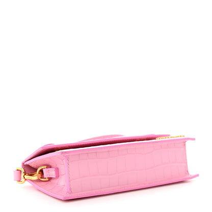 Jacquemus Calfskin Crocodile Embossed Le Chiquito Long Pink 4 of 11