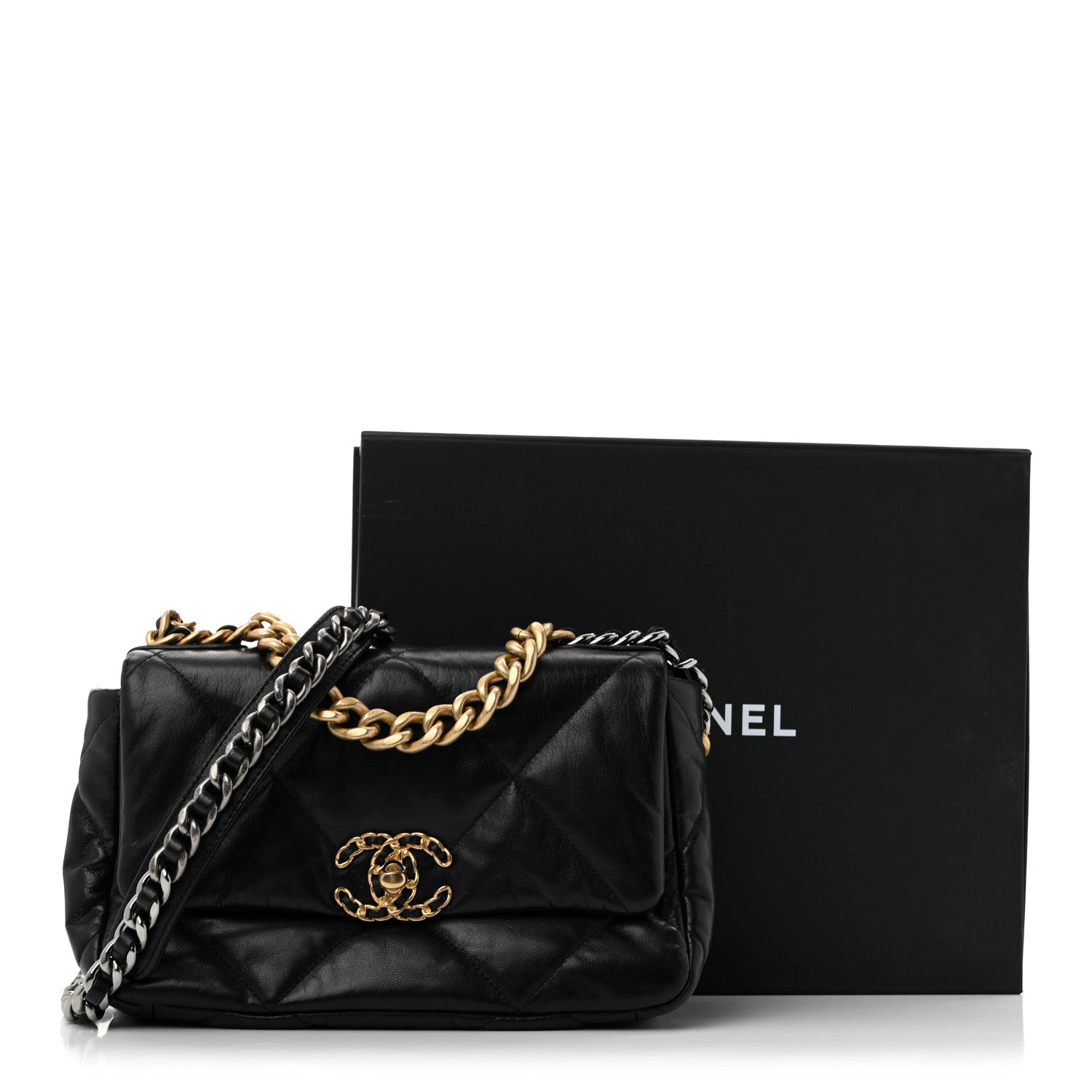 Chanel Goatskin Quilted Medium Chanel 19 Flap Black 13 of 13