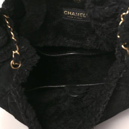 Chanel Shearling Suede Quilted Fur Flap Black 4 of 12